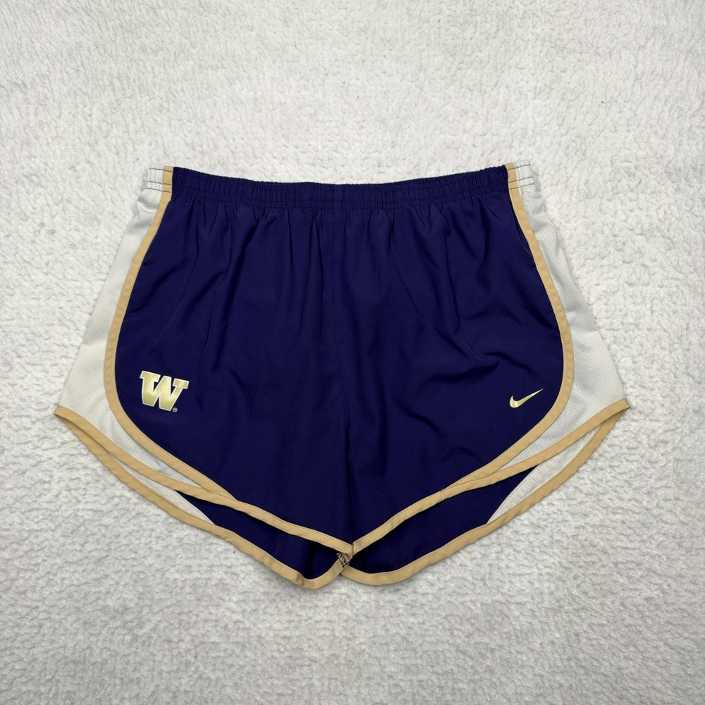 Nike Dri Fit Running Shorts Washington Huskies Purple Gold Logo Women's Size M